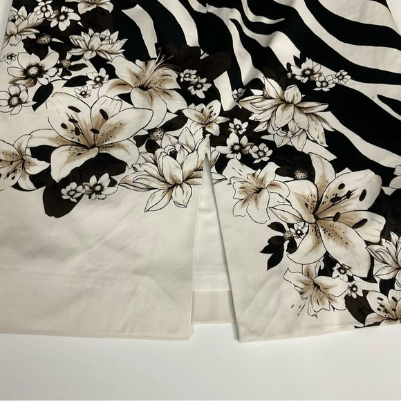 WHITE HOUSE BLACK MARKET SKIRT-SIZE 4 ZEBRA PRINT AND FLOWERS - Picture 9 of 12